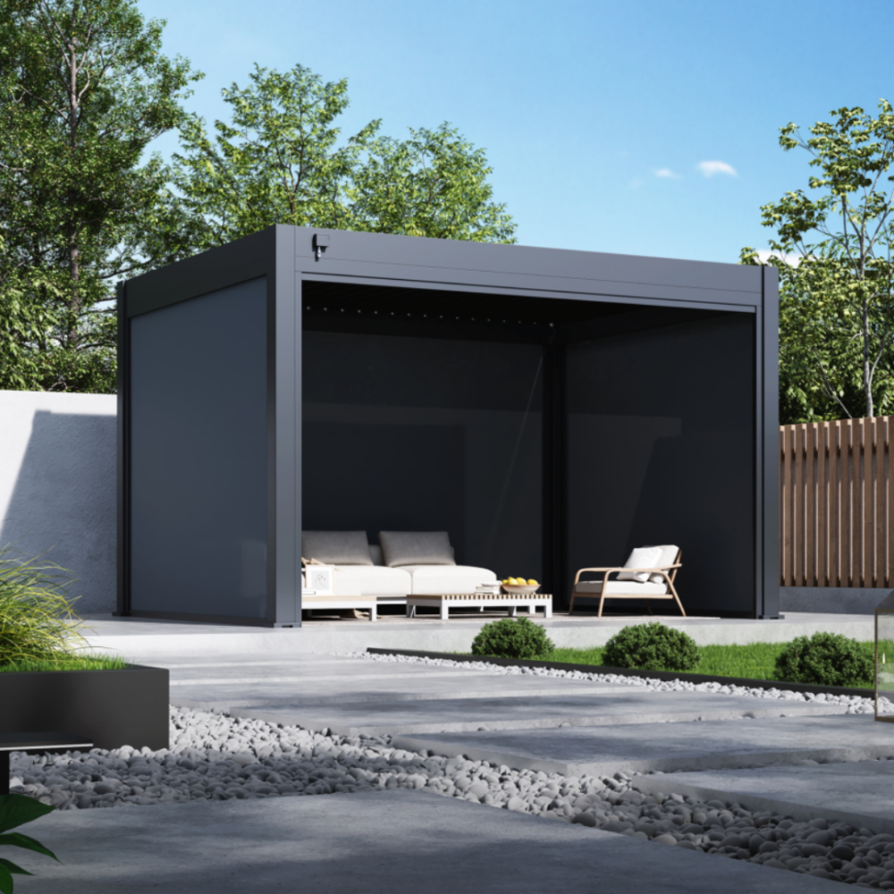Hygge™ Aluminium Pergola - Prestige Series with Lighting System & 3 Wind-Proof Sun Shades