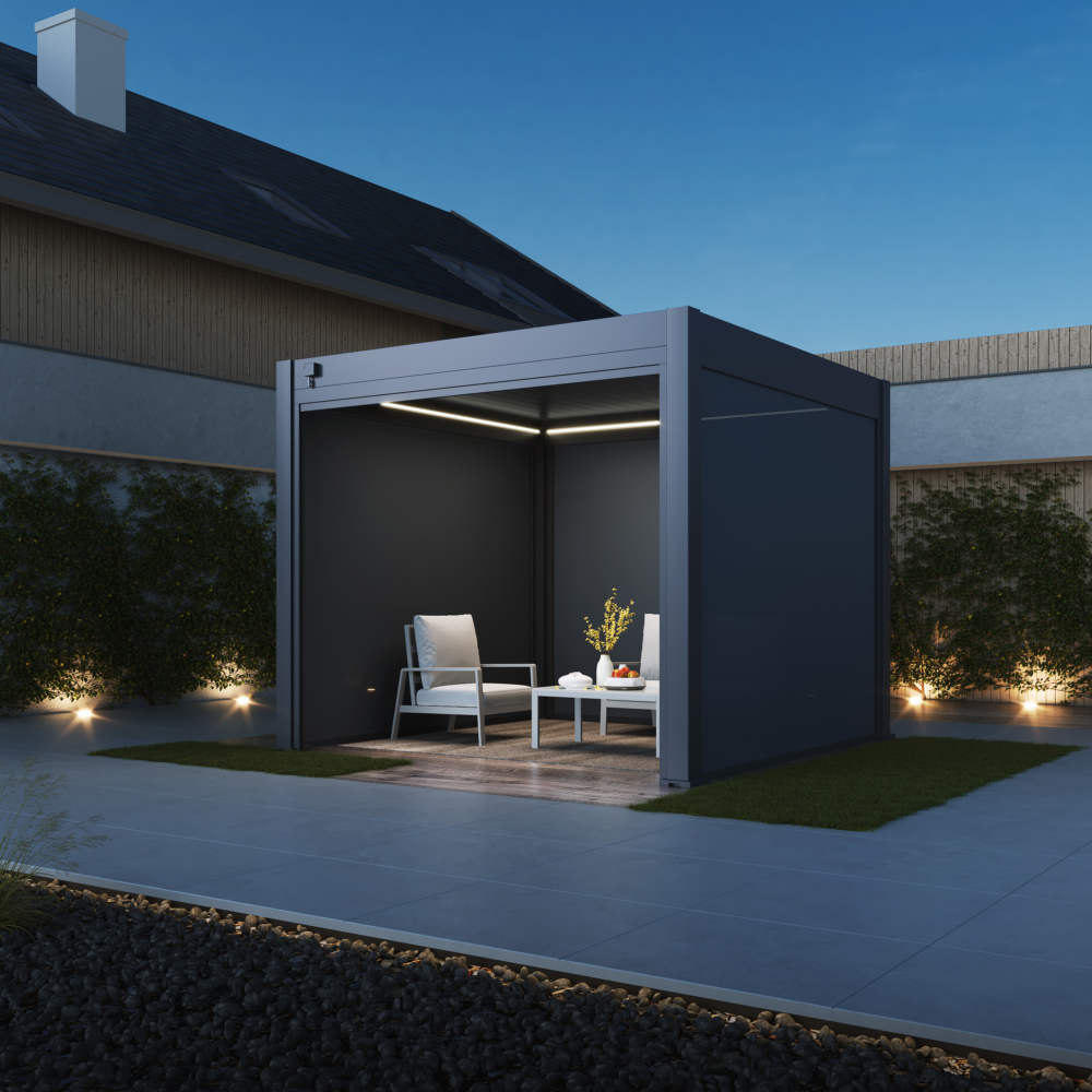 Hygge™ Aluminium Pergola - Prestige Series with Lighting System & 3 Wind-Proof Sun Shades