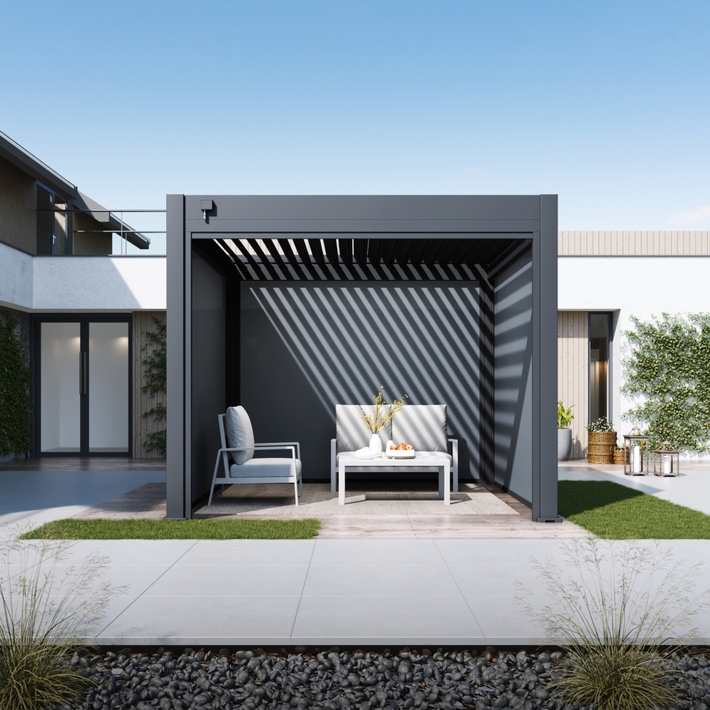 Hygge™ Aluminium Pergola - Prestige Series with Lighting System & 3 Wind-Proof Sun Shades