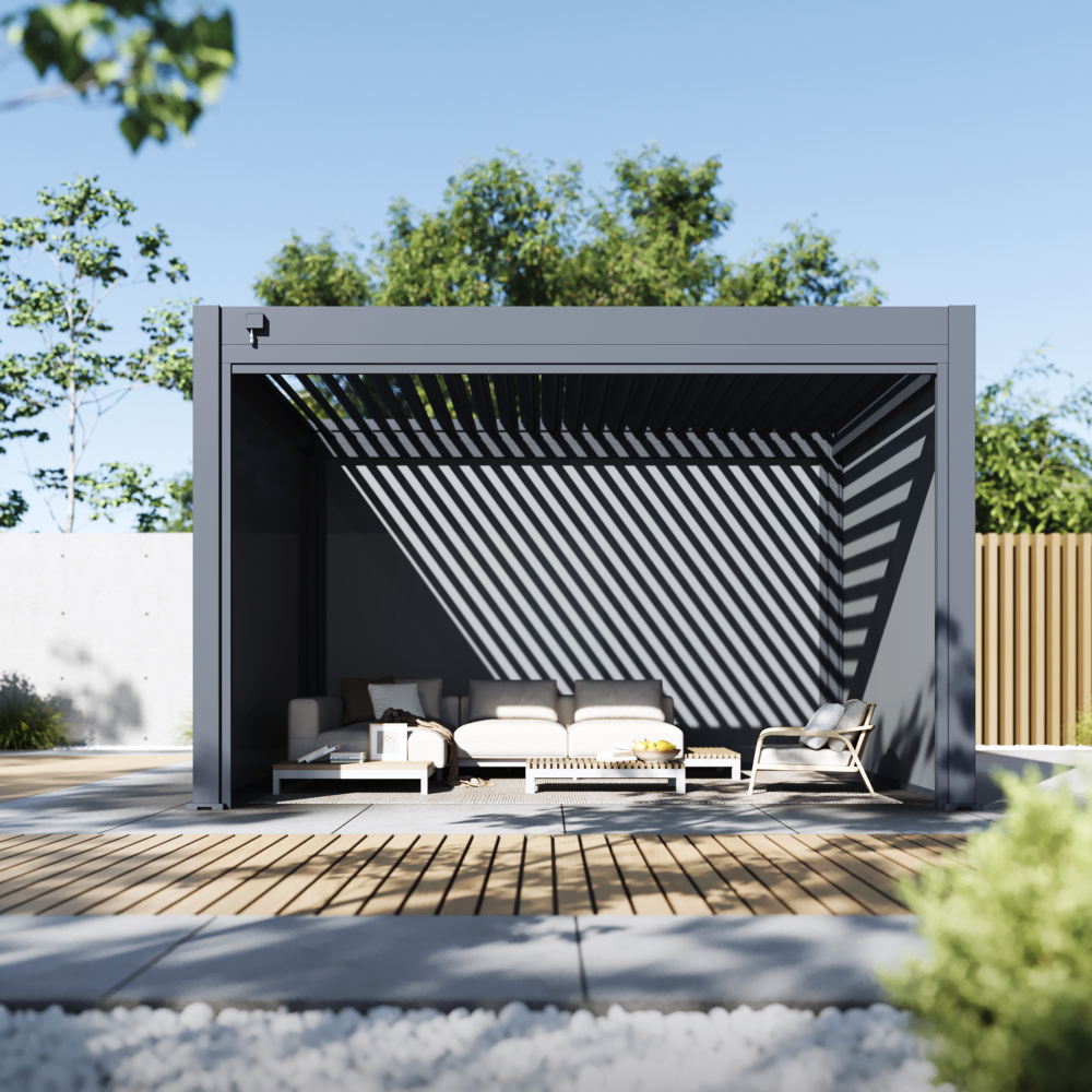 Hygge™ Aluminium Pergola - Prestige Series with Lighting System & 3 Wind-Proof Sun Shades