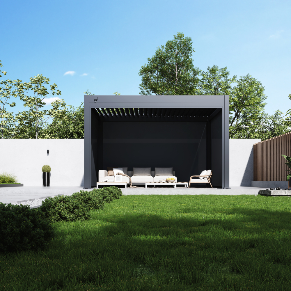 Hygge™ Aluminium Pergola - Prestige Series with Lighting System & 3 Wind-Proof Sun Shades