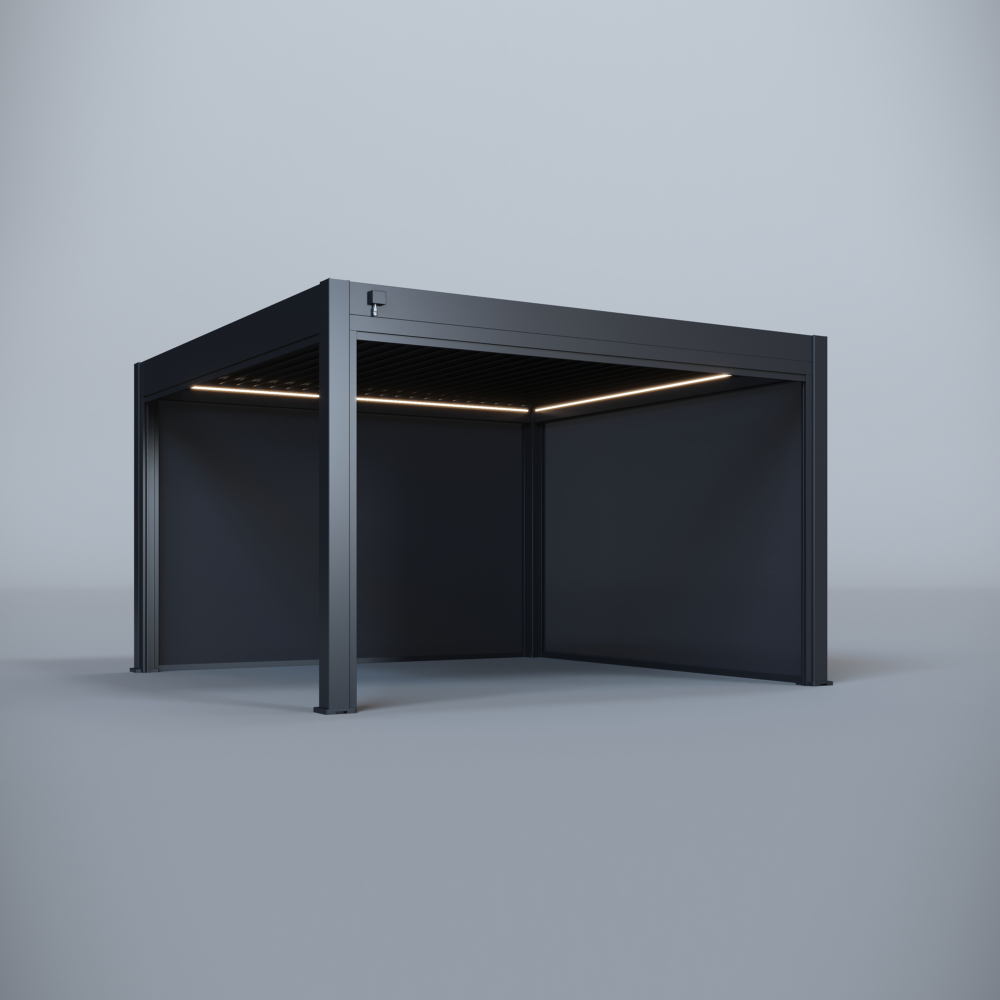 Hygge™ Aluminium Pergola - Prestige Series with Lighting System & 3 Wind-Proof Sun Shades