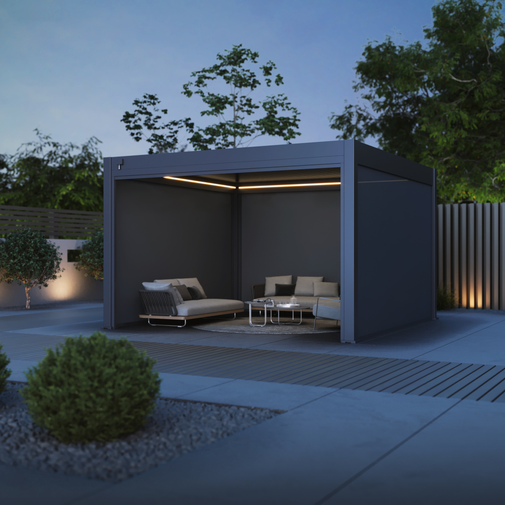 Hygge™ Aluminium Pergola - Prestige Series with Lighting System & 3 Wind-Proof Sun Shades