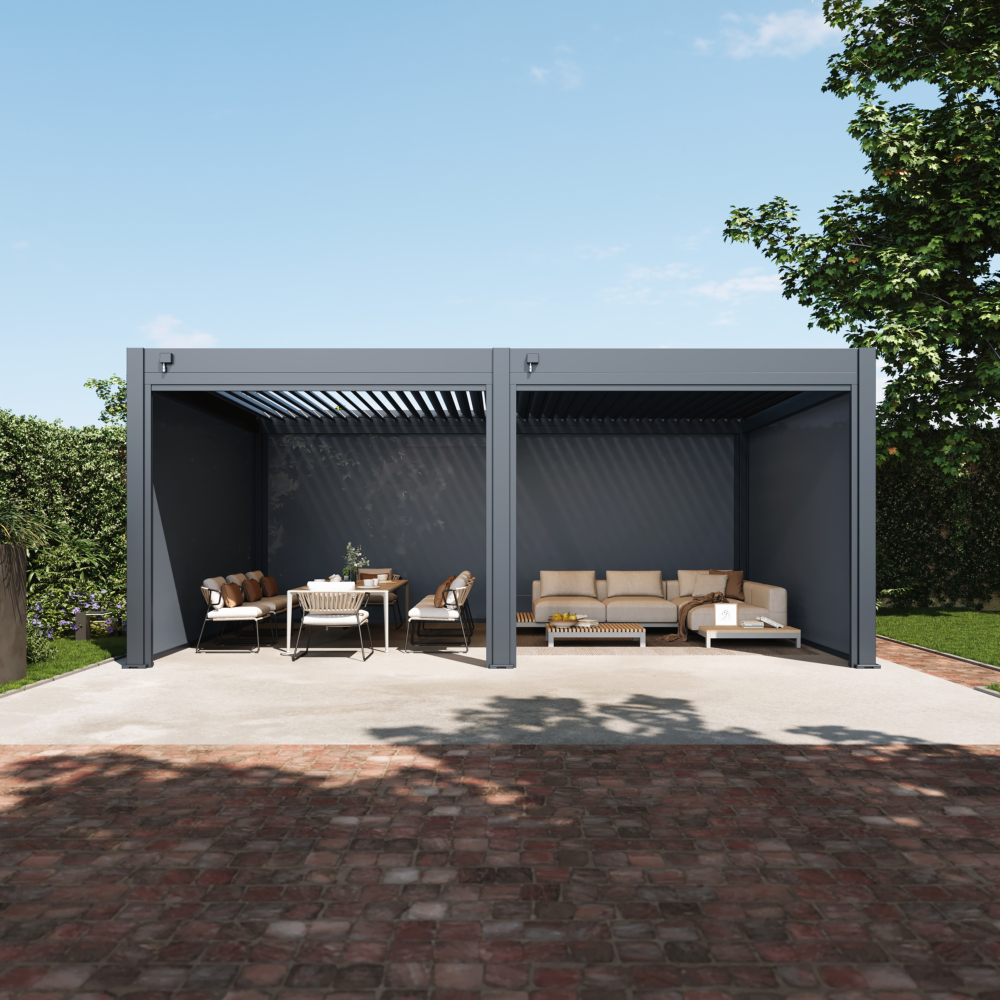 Hygge™ Aluminium Pergola - Prestige Series with Lighting System & 3 Wind-Proof Sun Shades