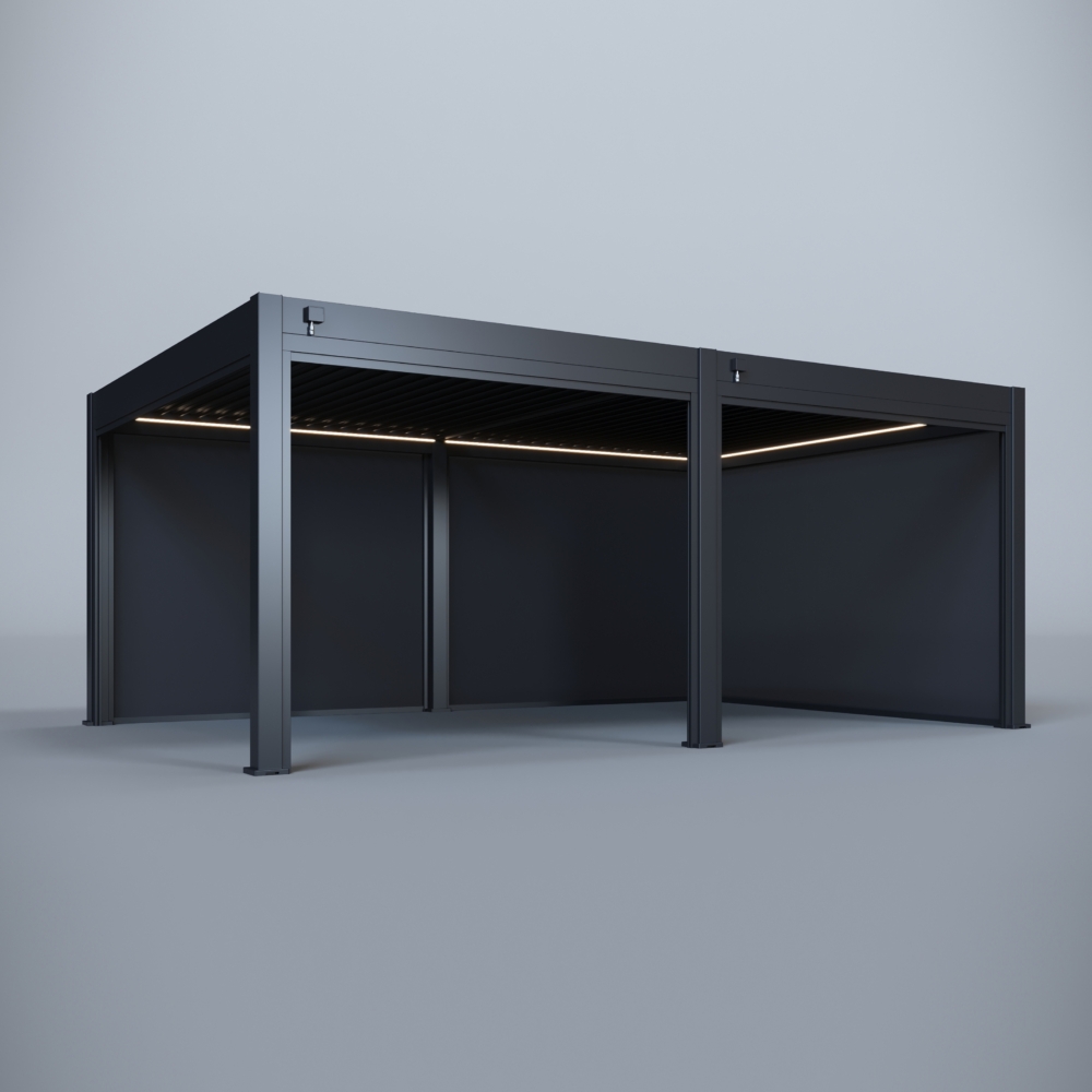 Hygge™ Aluminium Pergola - Prestige Series with Lighting System & 3 Wind-Proof Sun Shades