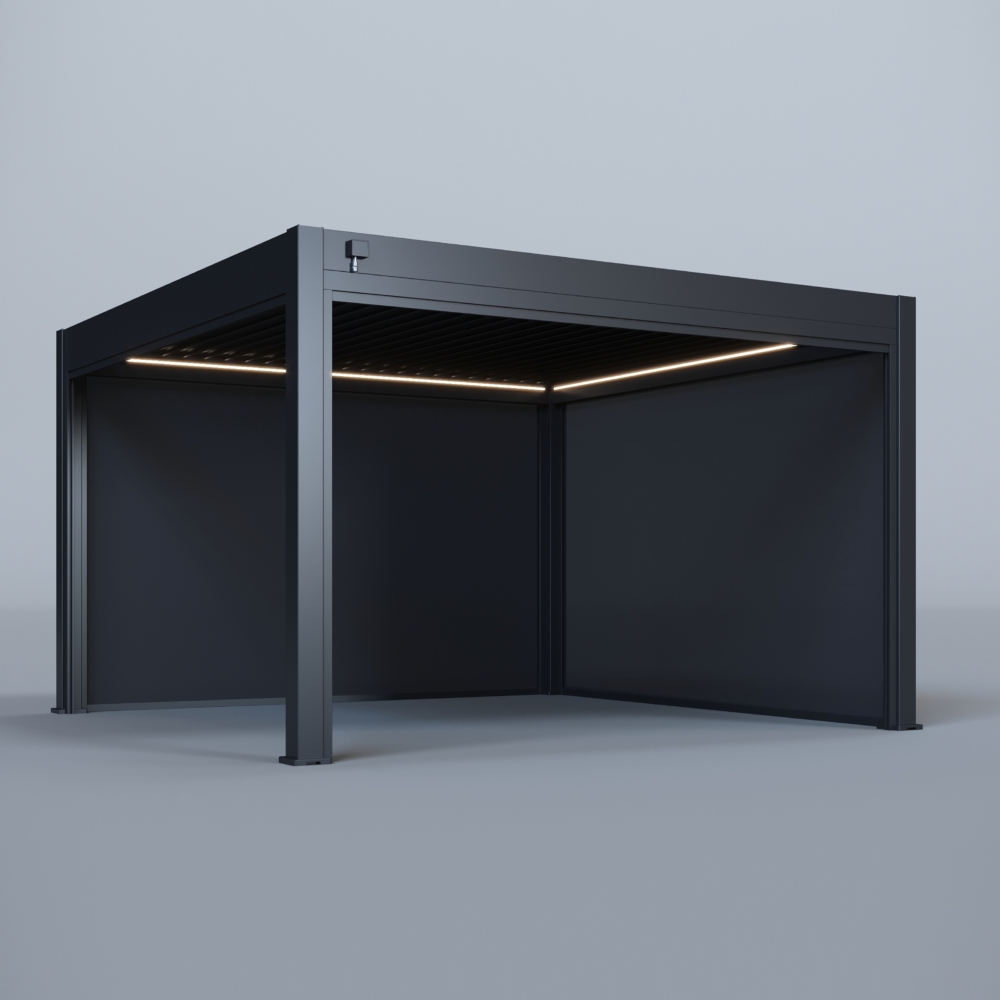 Hygge™ Aluminium Pergola - Prestige Series with Lighting System & 3 Wind-Proof Sun Shades