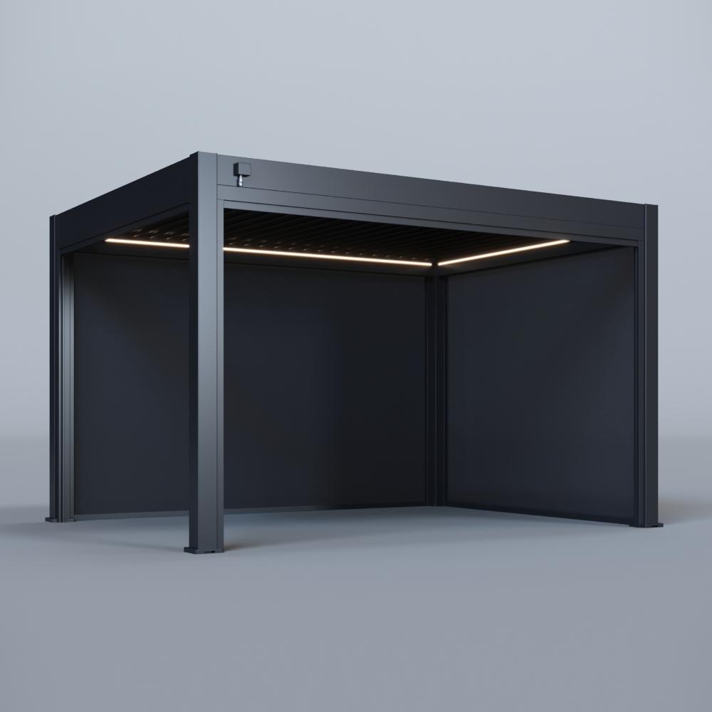 Hygge™ Aluminium Pergola - Prestige Series with Lighting System & 3 Wind-Proof Sun Shades