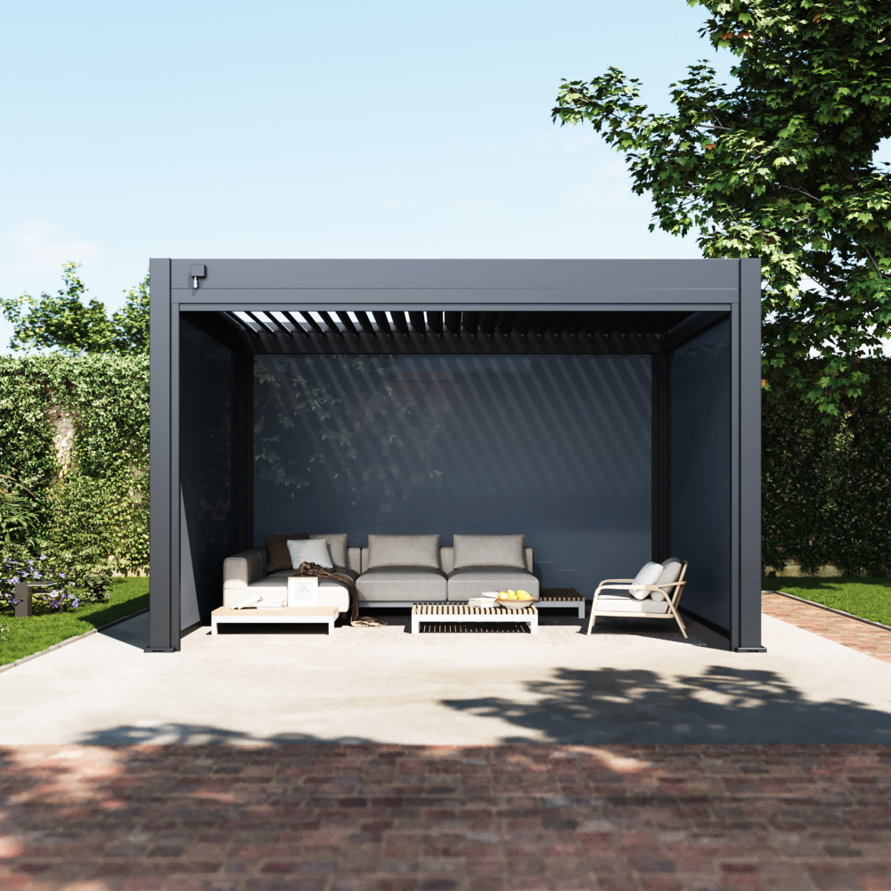 Hygge™ Aluminium Pergola - Prestige Series with Lighting System & 3 Wind-Proof Sun Shades