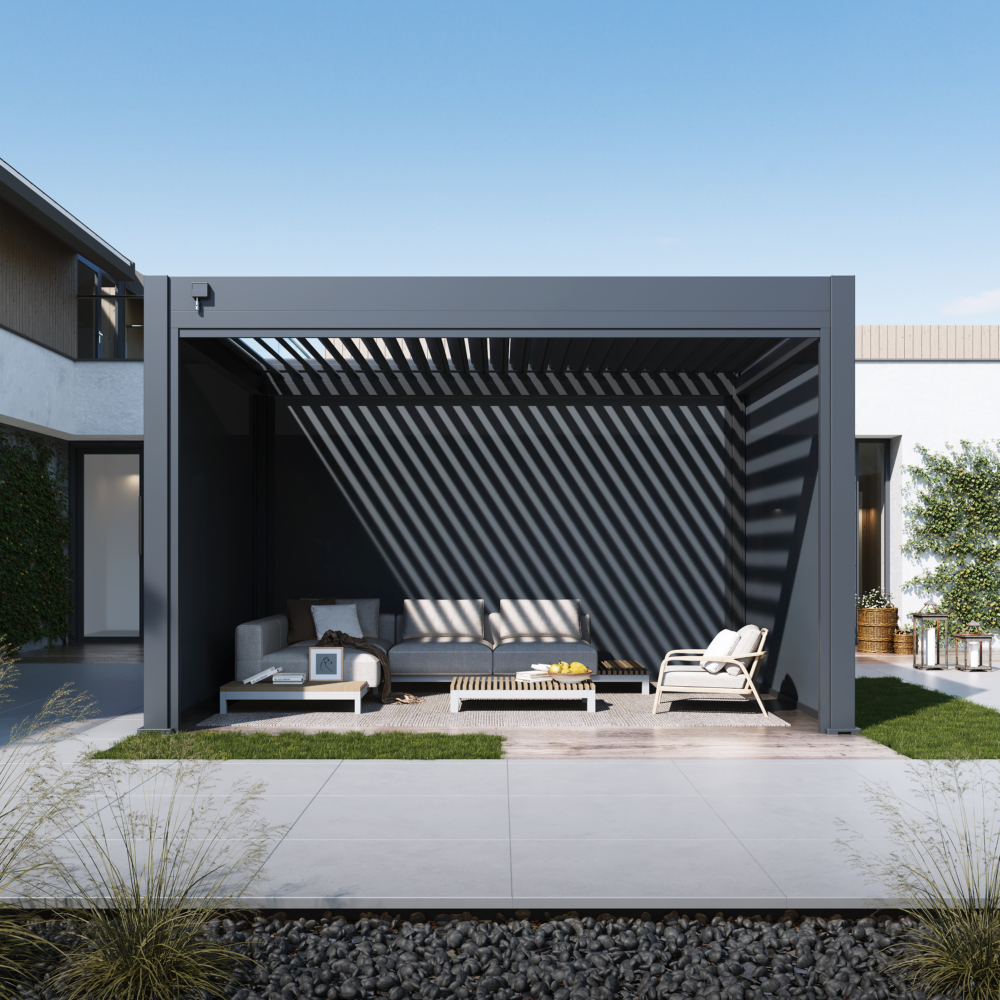 Hygge™ Aluminium Pergola - Prestige Series with Lighting System & 3 Wind-Proof Sun Shades