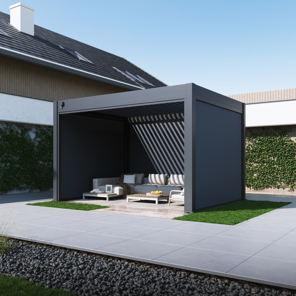 Hygge™ Aluminium Pergola - Prestige Series with Lighting System & 3 Wind-Proof Sun Shades