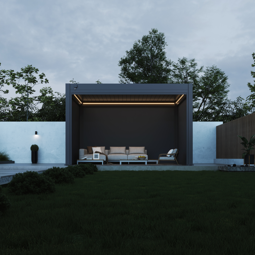 Hygge™ Aluminium Pergola - Prestige Series with Lighting System & 3 Wind-Proof Sun Shades