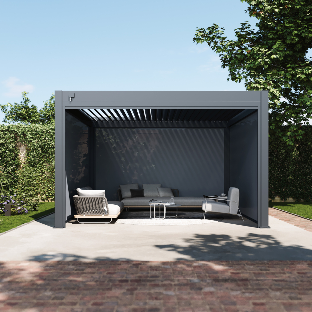 Hygge™ Aluminium Pergola - Prestige Series with Lighting System & 3 Wind-Proof Sun Shades
