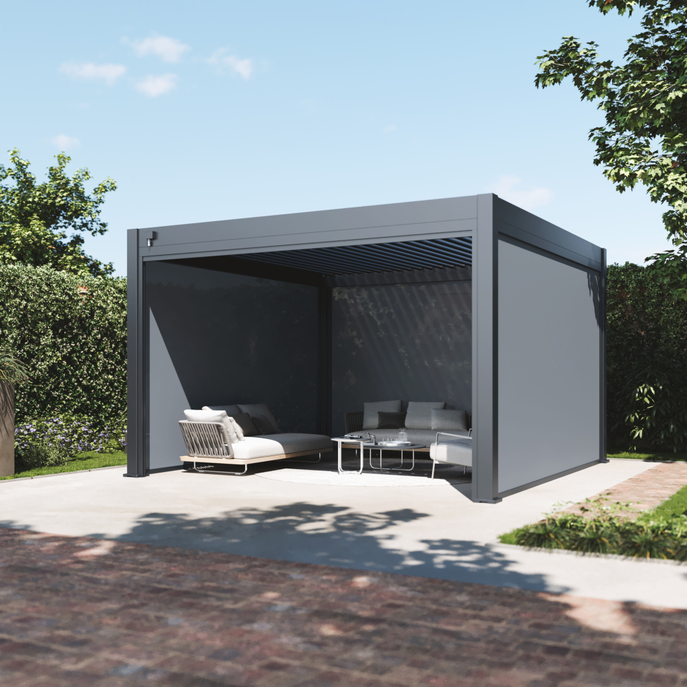 Hygge™ Aluminium Pergola - Prestige Series with Lighting System & 3 Wind-Proof Sun Shades
