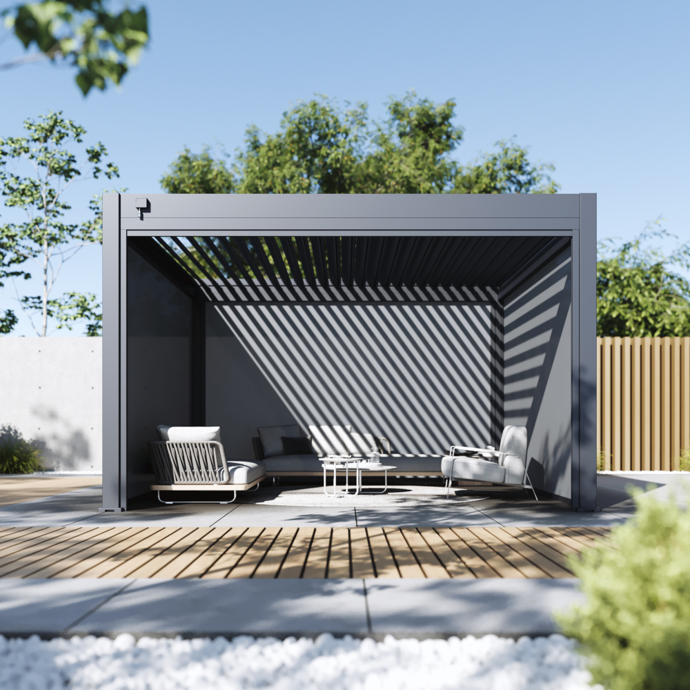 Hygge™ Aluminium Pergola - Prestige Series with Lighting System & 3 Wind-Proof Sun Shades