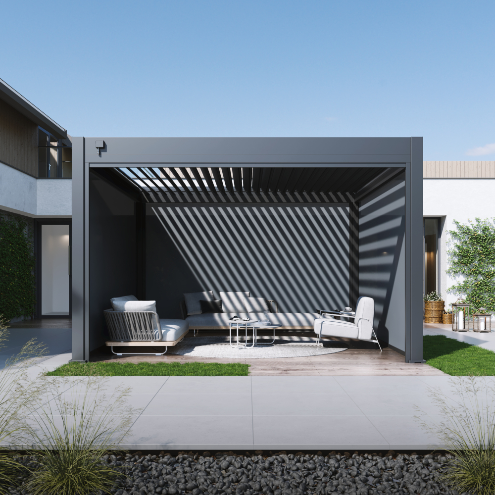 Hygge™ Aluminium Pergola - Prestige Series with Lighting System & 3 Wind-Proof Sun Shades