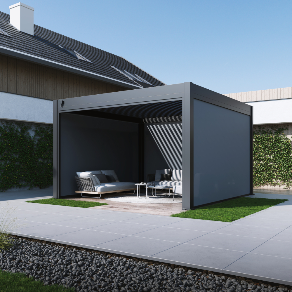 Hygge™ Aluminium Pergola - Prestige Series with Lighting System & 3 Wind-Proof Sun Shades