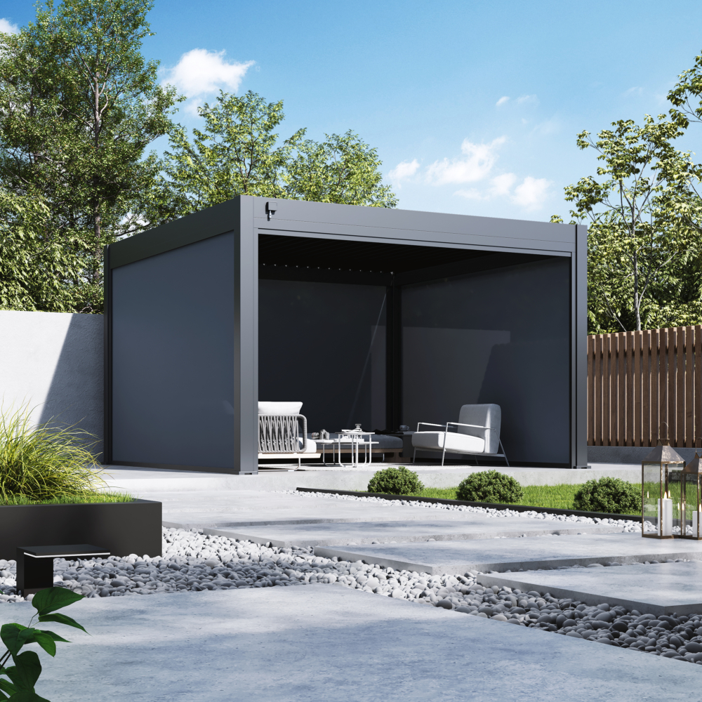 Hygge™ Aluminium Pergola - Prestige Series with Lighting System & 3 Wind-Proof Sun Shades