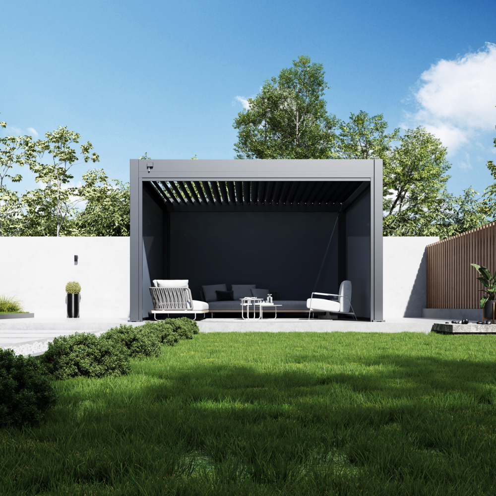 Hygge™ Aluminium Pergola - Prestige Series with Lighting System & 3 Wind-Proof Sun Shades