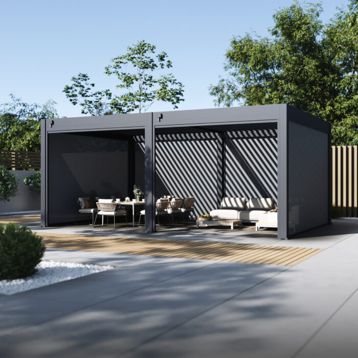 Hygge Pergola 13′ x 19′ with Blinds 00003