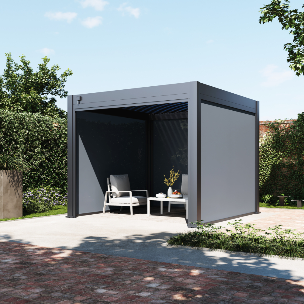 Hygge™ Aluminium Pergola - Prestige Series with Lighting System & 3 Wind-Proof Sun Shades