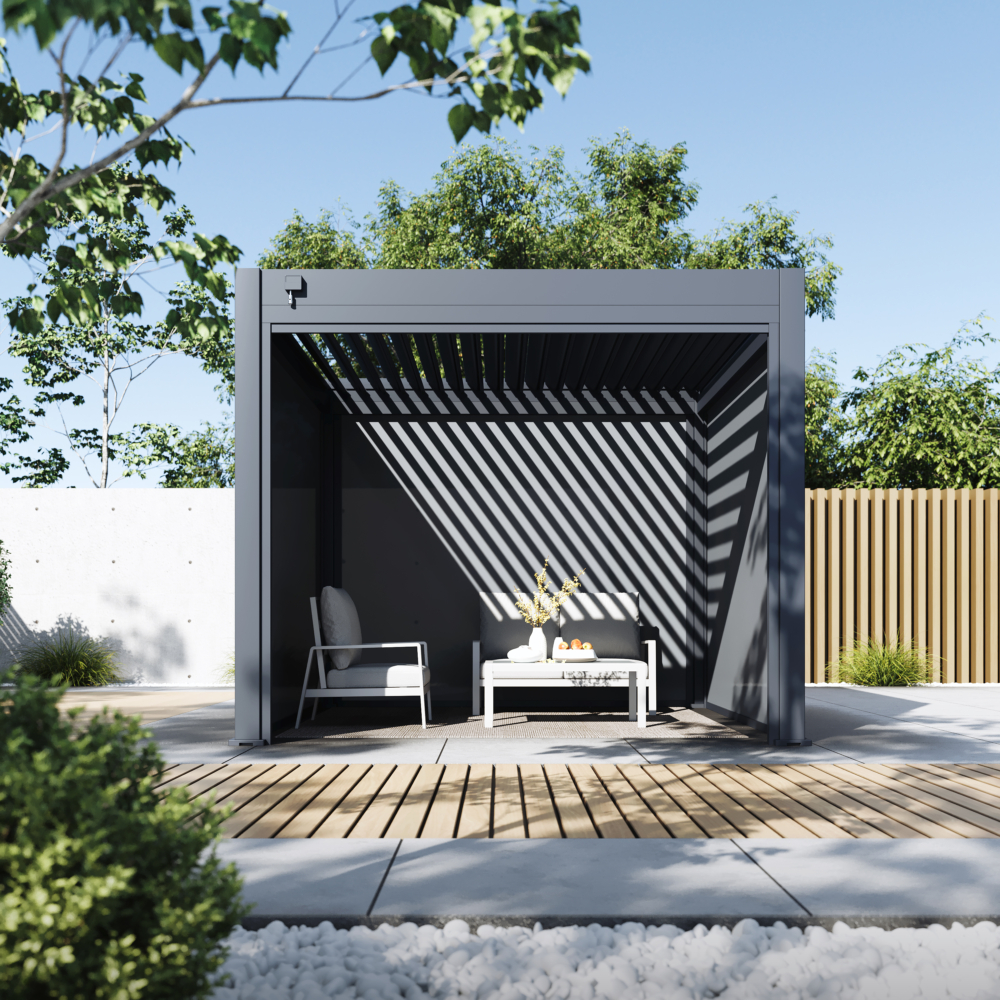 Hygge™ Aluminium Pergola - Prestige Series with Lighting System & 3 Wind-Proof Sun Shades