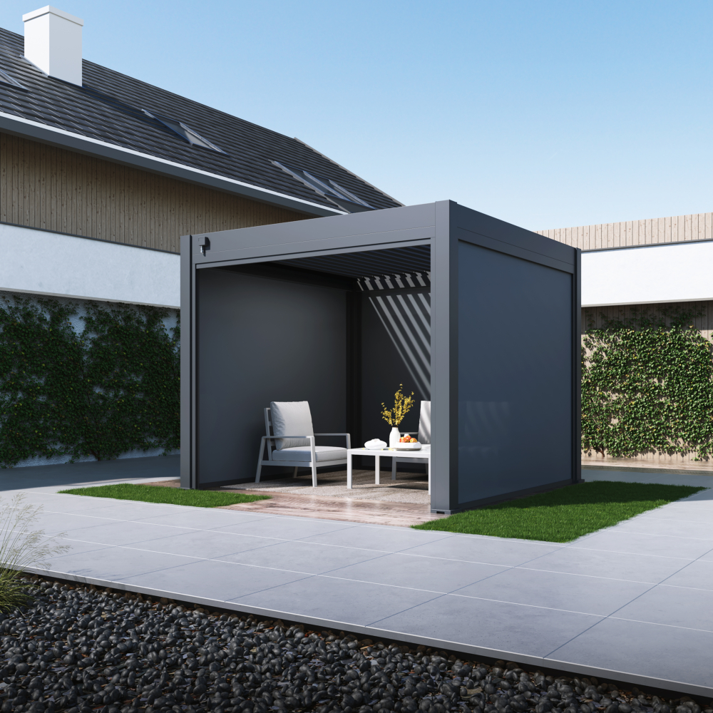 Hygge™ Aluminium Pergola - Prestige Series with Lighting System & 3 Wind-Proof Sun Shades