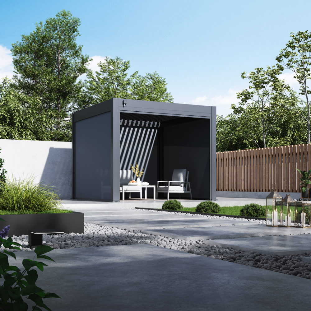 Hygge™ Aluminium Pergola - Prestige Series with Lighting System & 3 Wind-Proof Sun Shades