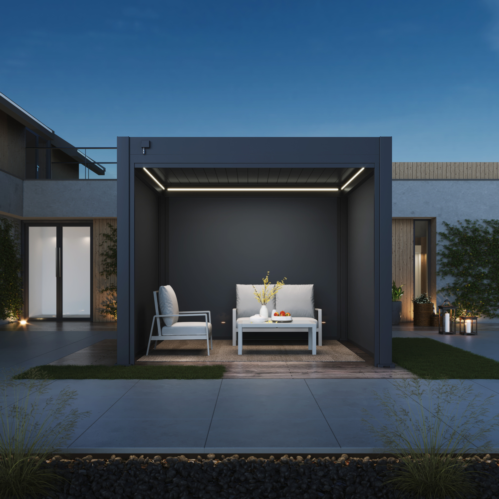 Hygge™ Aluminium Pergola - Prestige Series with Lighting System & 3 Wind-Proof Sun Shades